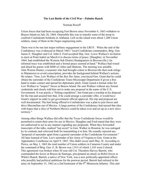 The Last Battle of the Civil War—Palmito Ranch - cchc.us