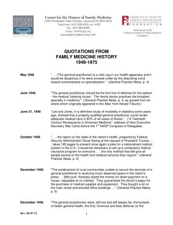 quotations from family medicine history 1948-1975 - American ...