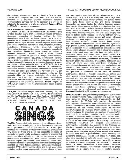 Demandes / Applications - Industrie Canada