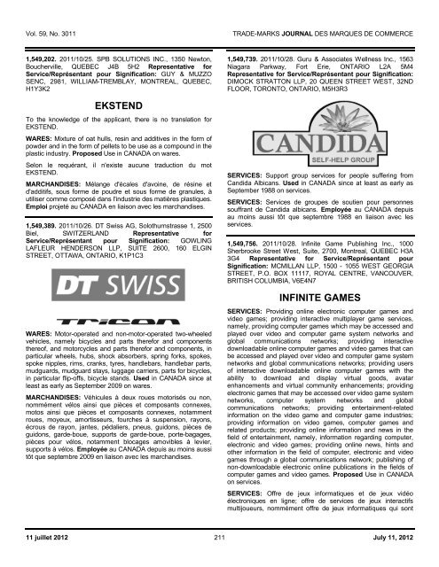 Demandes / Applications - Industrie Canada