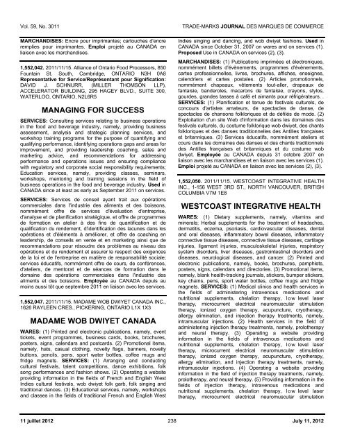 Demandes / Applications - Industrie Canada