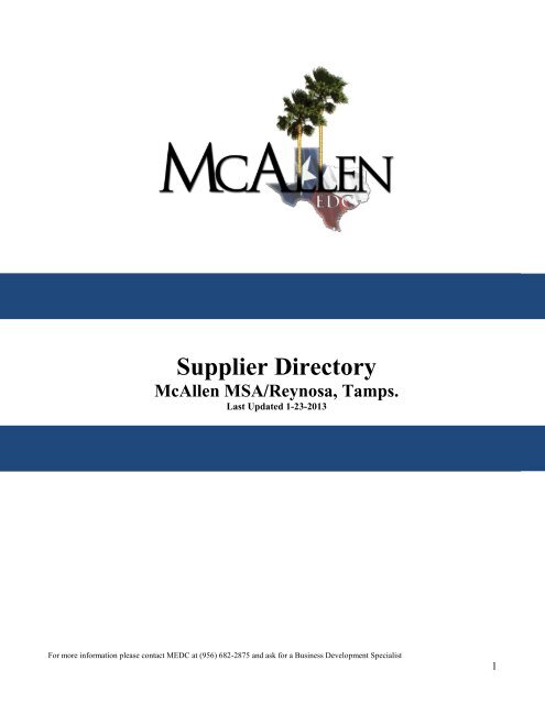Mcallen Reynosa Supplier Handbook South Texas Manufacturers