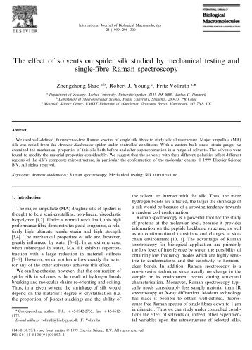 The effect of solvents on spider silk studied by mechanical testing ...