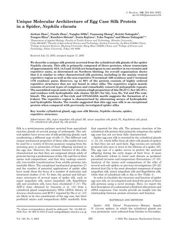 Unique Molecular Architecture of Egg Case Silk Protein in a Spider ...