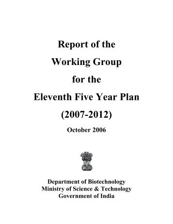 Report of the Working Group for the Eleventh Five Year Plan (2007 ...