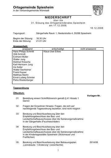 17.12.2008 - Ortsgemeinde Spiesheim