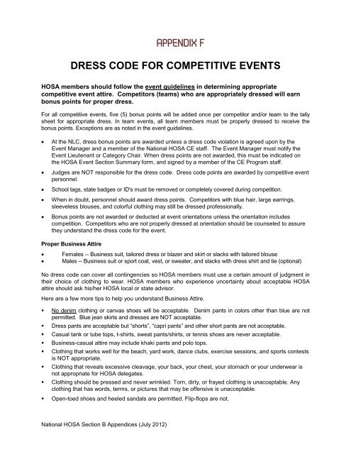 hosa business attire