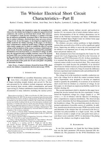 Tin Whisker Electrical Short Circuit Characteristics ... - NEPP - Nasa