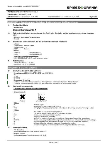 Sicherheitsdatenblatt - Spiess-Urania