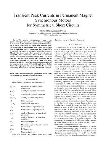 Transient Peak Currents in Permanent Magnet Synchronous Motors ...