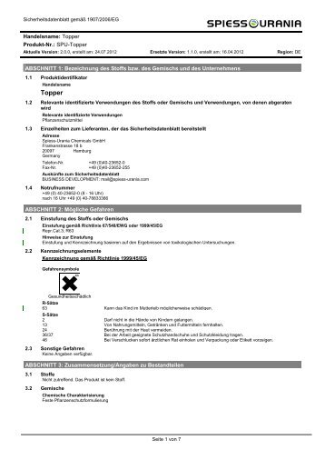 Sicherheitsdatenblatt - Spiess-Urania