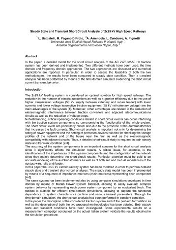 Steady State and Transient Short Circuit Analysis of 2x25 kV ... - UIC