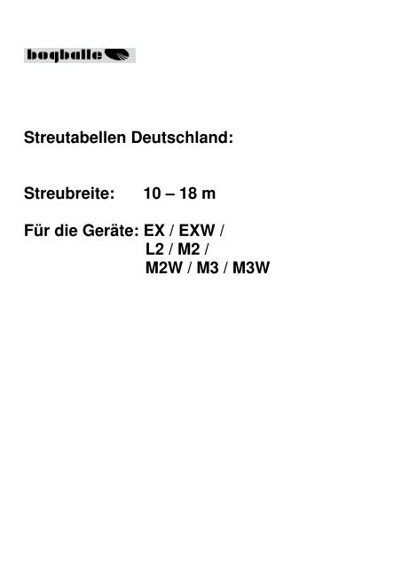 Streutabelle Bogballe - Spiess-Urania