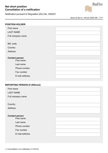 Net short position: Cancellation of a notification (PDF - BaFin