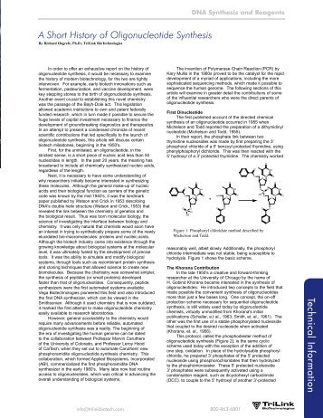 A Short History of Oligonucleotide Synthesis - TriLink BioTechnologies