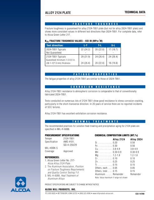 ALLOY 2124 PLATE - Alcoa