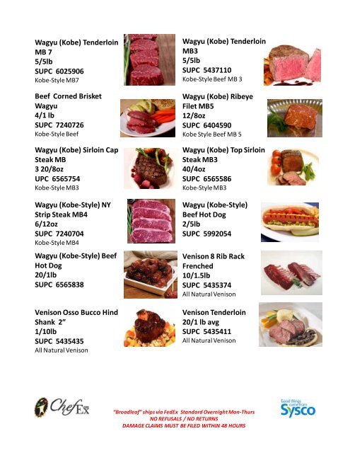 Meat Suppliers - Sysco
