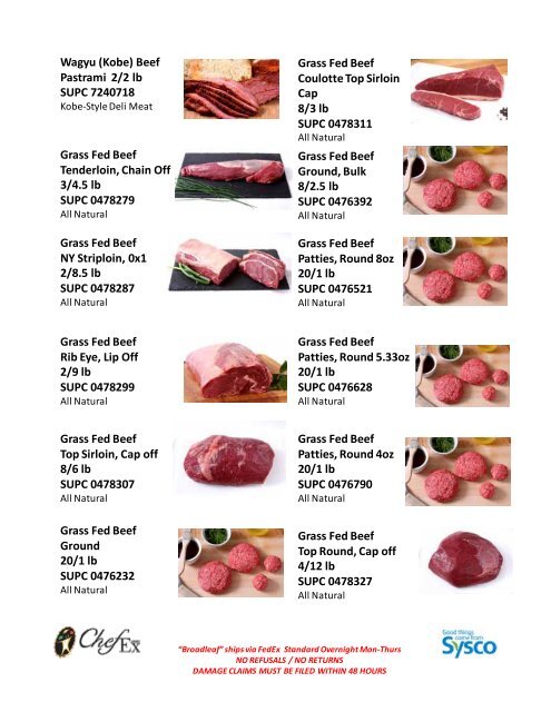 Meat Suppliers - Sysco