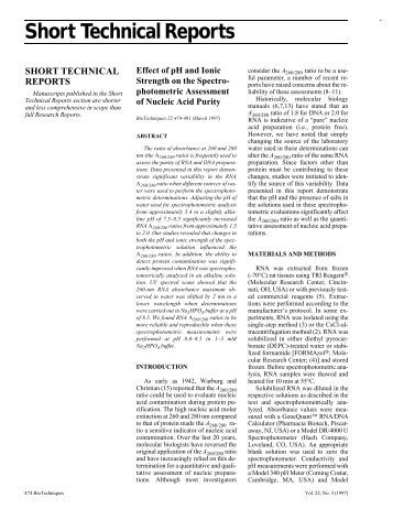 Short Technical Reports - BioTechniques