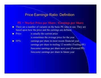 Price Earnings Ratio: Definition - NYU Stern School of Business