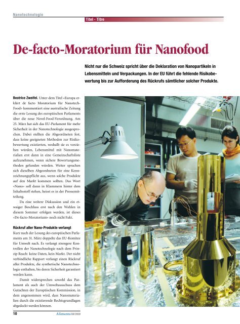 De-facto-Moratorium für Nanofood - Die Innovationsgesellschaft