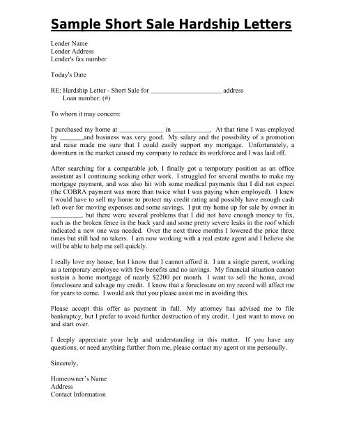 Mortgage Hardship Letter Sample from img.yumpu.com