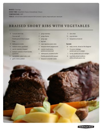 BRAISED SHORT RIBS WITH VEGETABLES - Turbochef