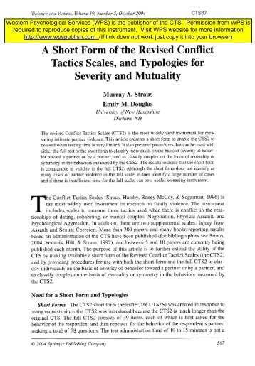 Short Form of the Revised Conflict Tactics Scales - pubpages ...