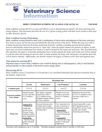 Body Condition Scoring Fact Sheet