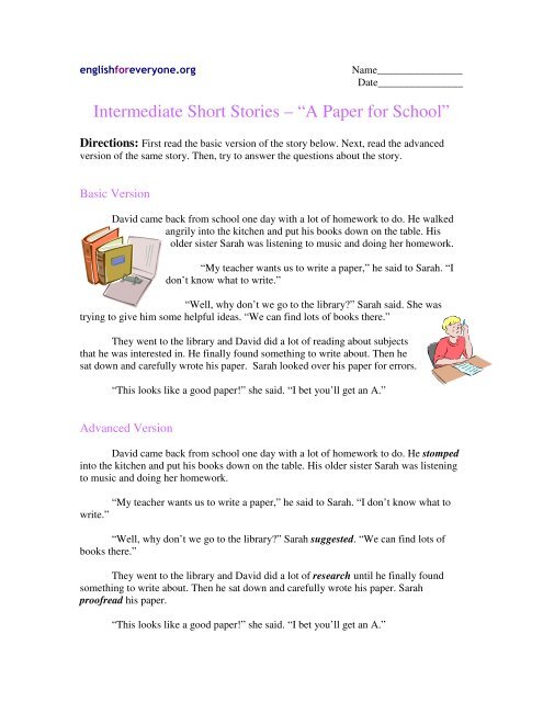 first day of school short story