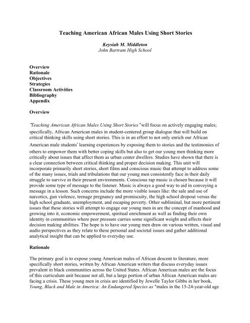 Teaching American African Males Using Short Stories