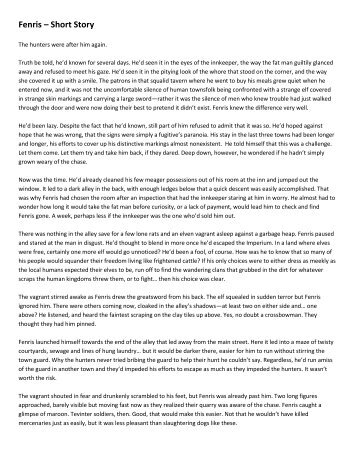 Fenris short story by David Gaider - Dragon Age