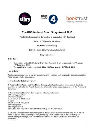 Download the BBC National Short Story Award 2013 - Booktrust