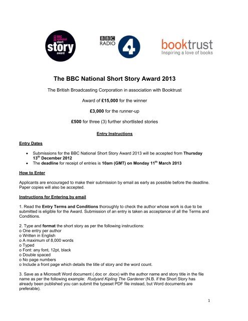 Short Story Award 2017 Booktrust