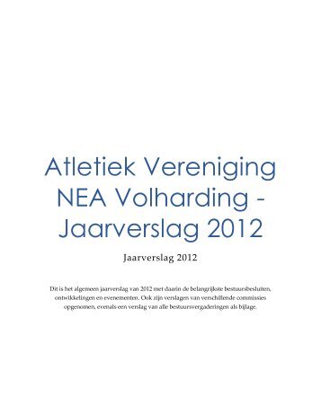 Atletiek Vereniging NEA Volharding - Jaarverslag 2012
