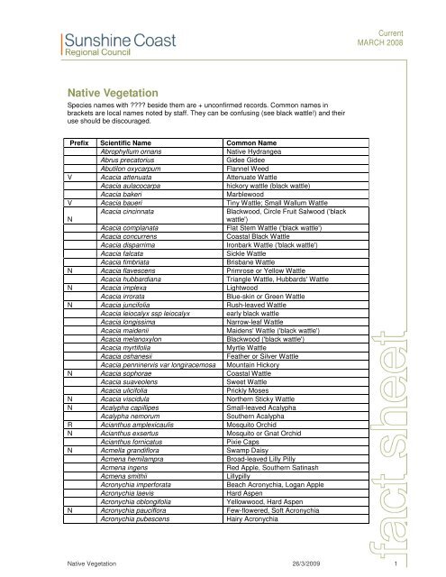 [PDF] fact sheet native vegetation - Sunshine Coast Council