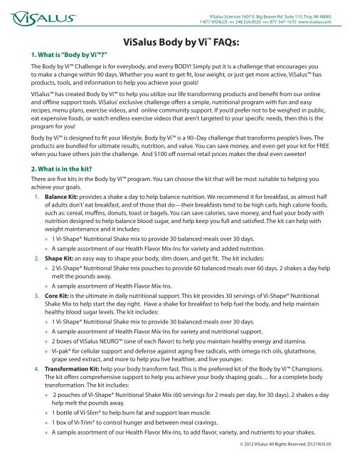 Visalus Neuro Comparison Chart