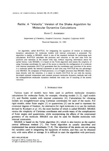 Rattle: A “Velocity” Version of the Shake Algorithm for ... - UJEP