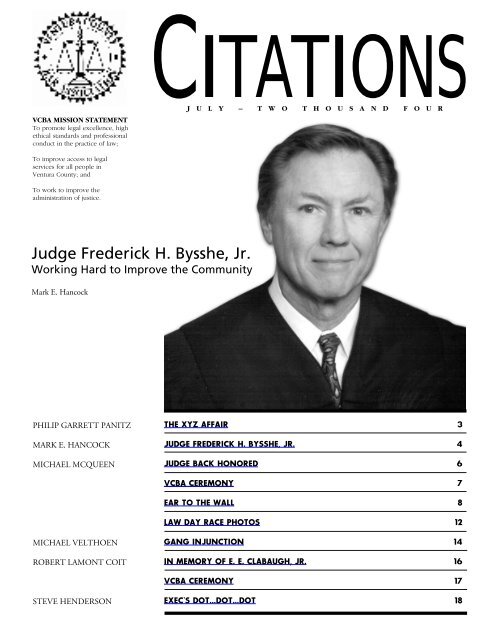 Judge Frederick H. Bysshe, Jr. - Ventura County Bar Association