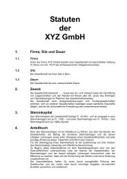 Statuten der XYZ Gmbh 1. Firma, Sitz und Dauer