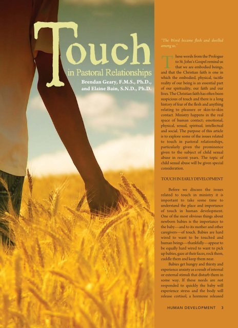 Touch in Pastoral Relationships - HUMAN DEVELOPMENT Magazine