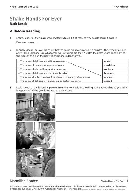 Shake Hands Forever Worksheet Macmillan Readers