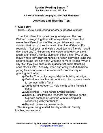 Rockin' Reading Songs TM Activities and Teaching ... - Jack Hartmann