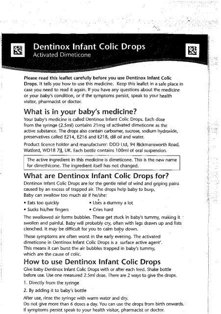 Dimeticone colic 2025
