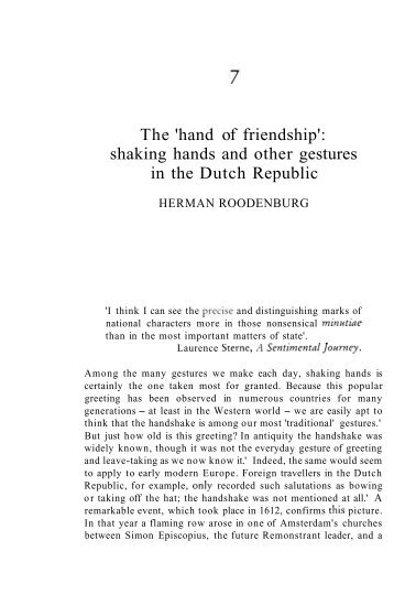 The 'hand of friendship': shaking hands and other gestures in the ...