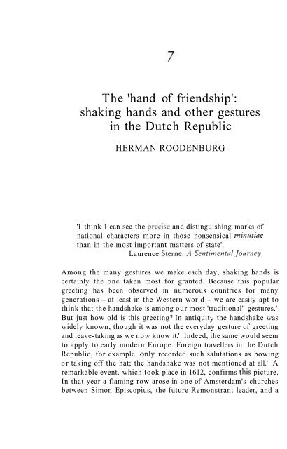The 'hand of friendship': shaking hands and other gestures in the ...