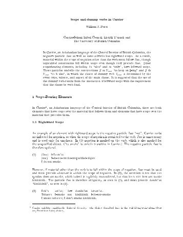 Scope and dummy verbs in Carrier 1 Scope-Bearing ... - Bill Poser