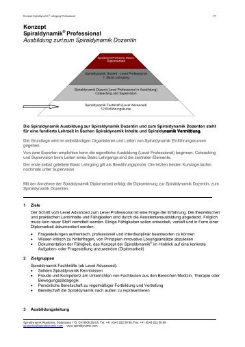 Spiraldynamik® Stufe advanced diploma: Weiterausbildungskonzept