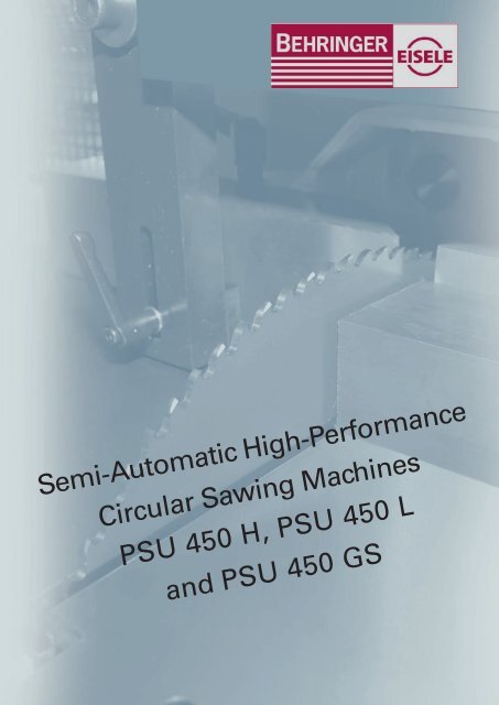 Semi-Automatic High-Performance Circular Sawing Machines PSU ...