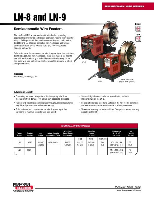 LN-8 and LN-9 Semiautomatic Wire Feeders - cvosupply.com